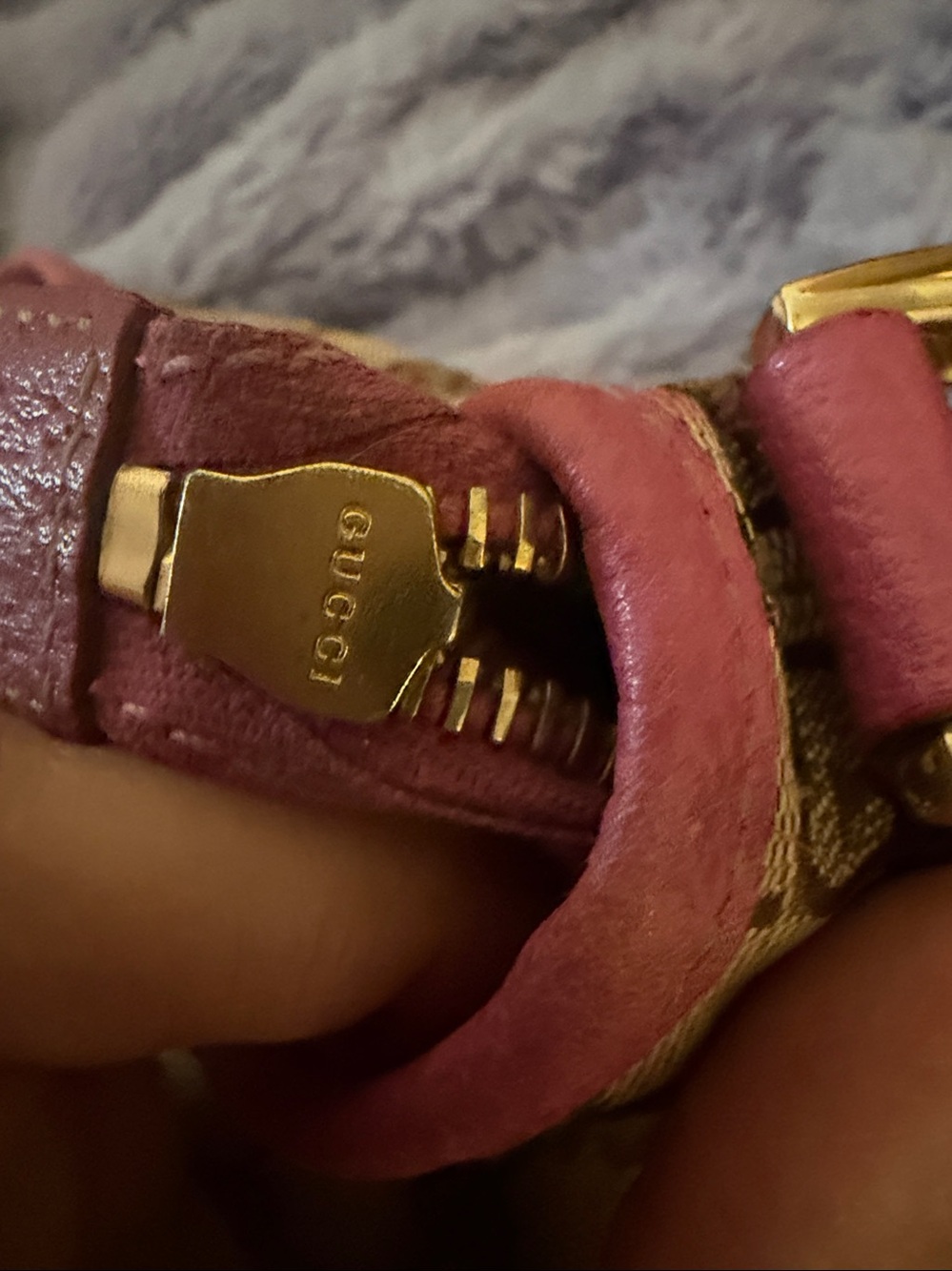 Gucci Brown GG Canvas Crossbody with Pink Trim and Gold Hardware - Picture 3 of 5